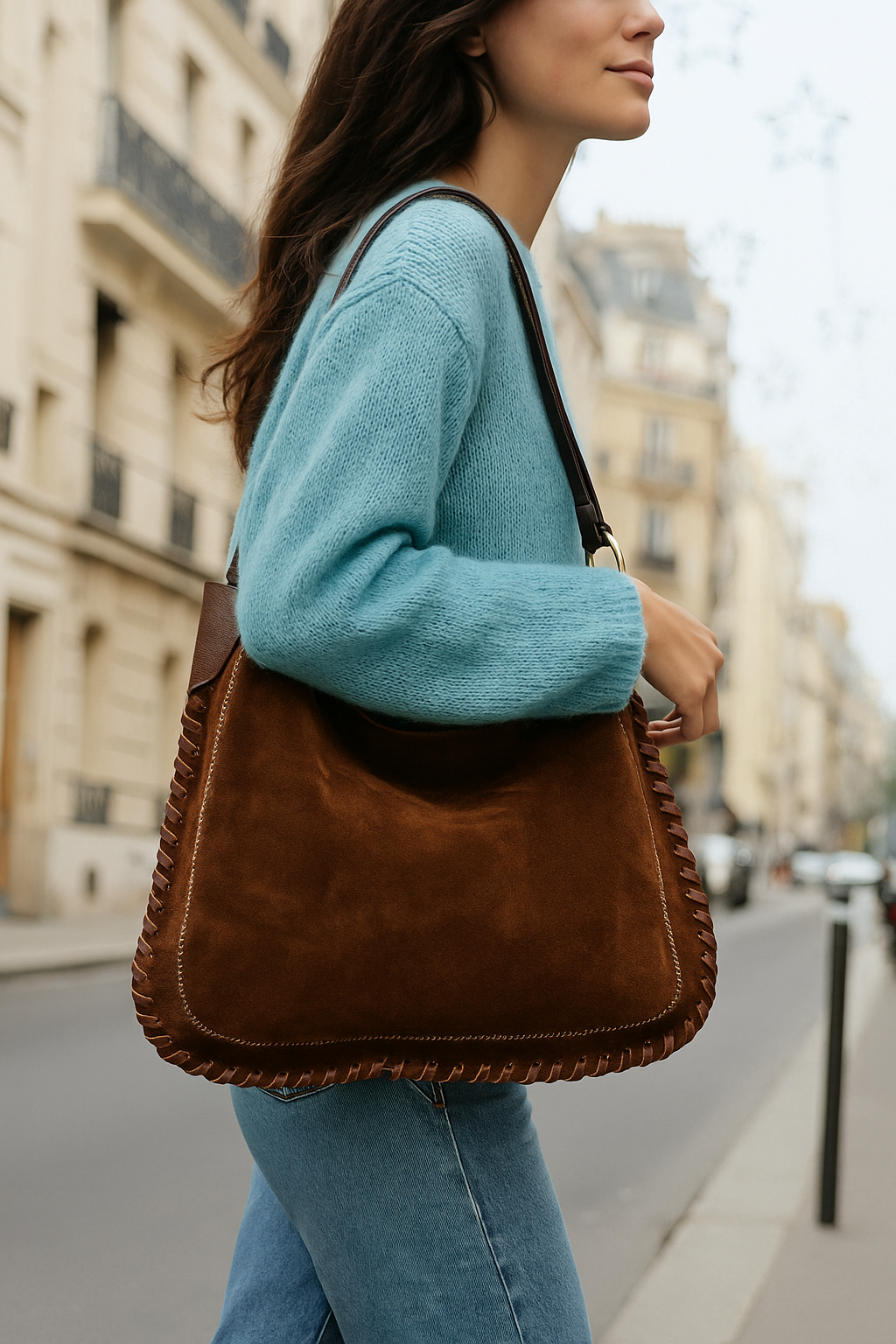 Sac à bandoulière en cuir italien avec détails cousus à la main par Modex™