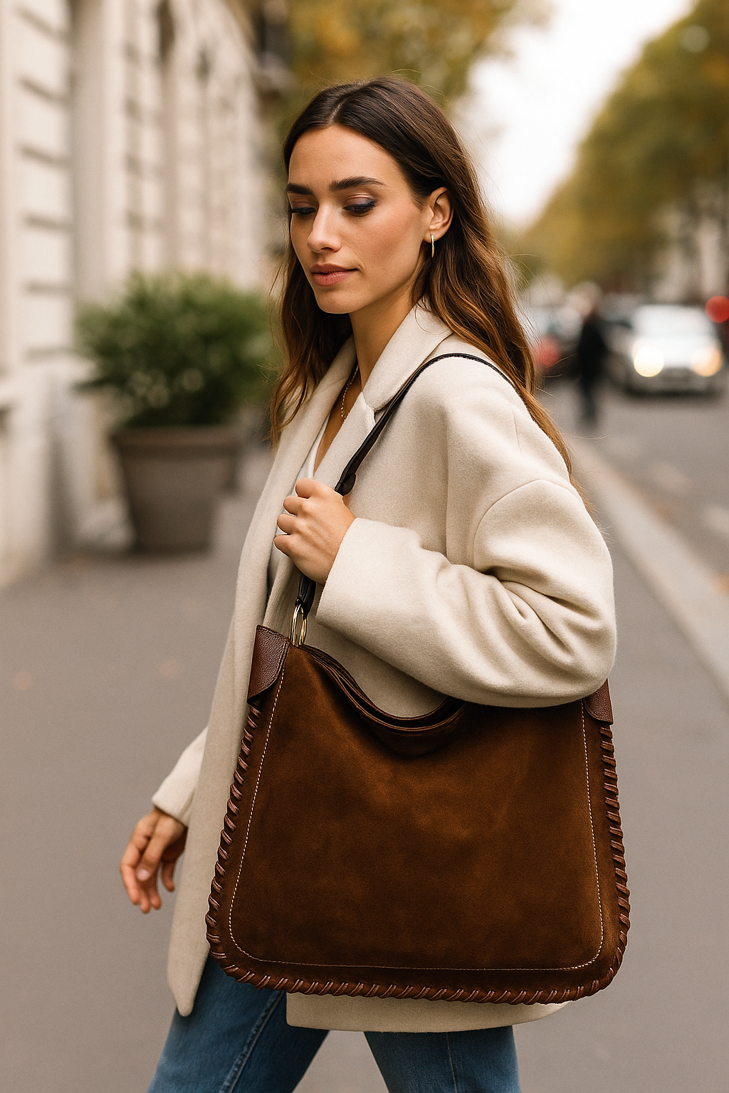Sac à bandoulière en cuir italien avec détails cousus à la main par Modex™