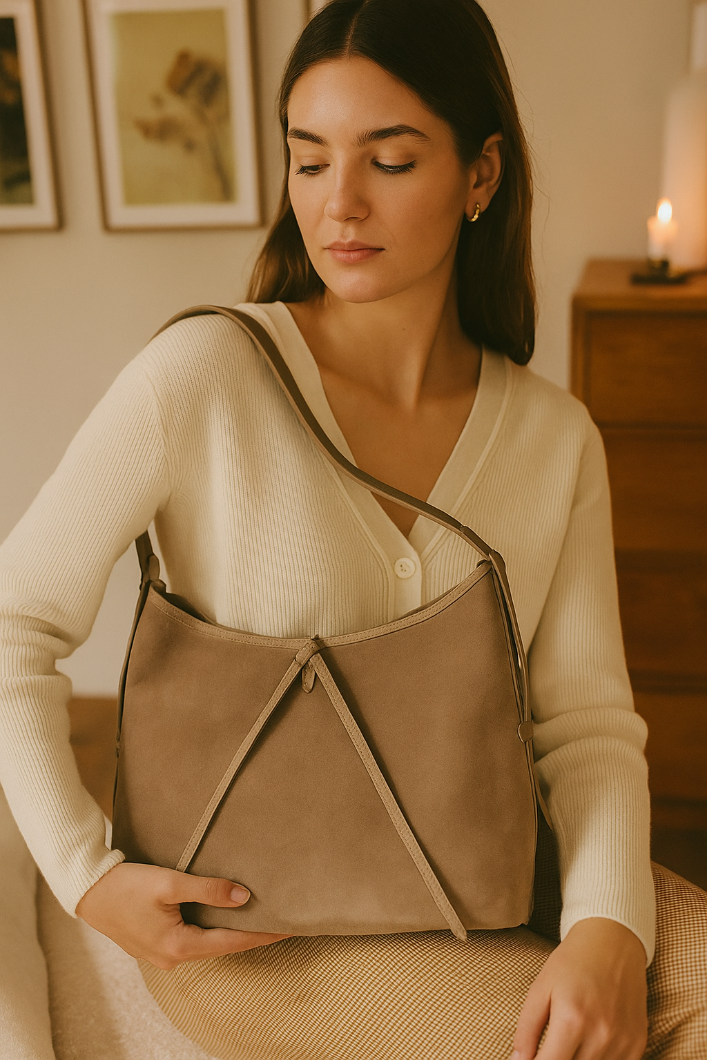 Sac à bandoulière structuré en cuir italien avec bandoulière réglable par Modex™