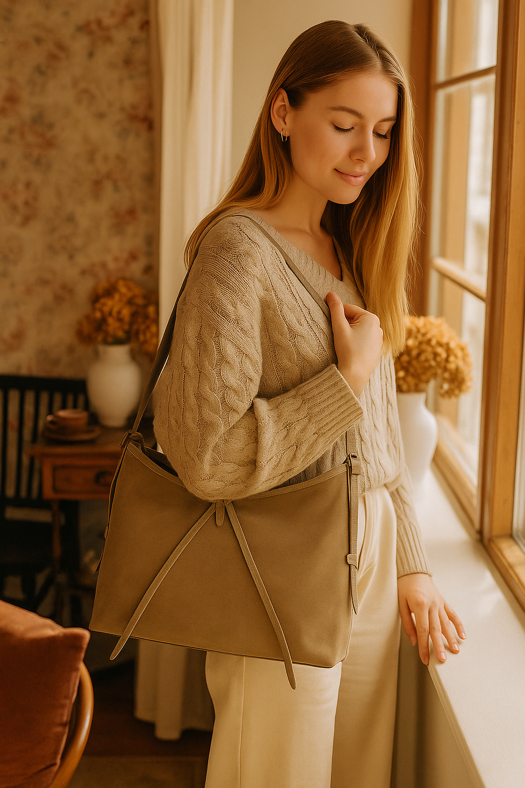 Sac à bandoulière structuré en cuir italien avec bandoulière réglable par Modex™