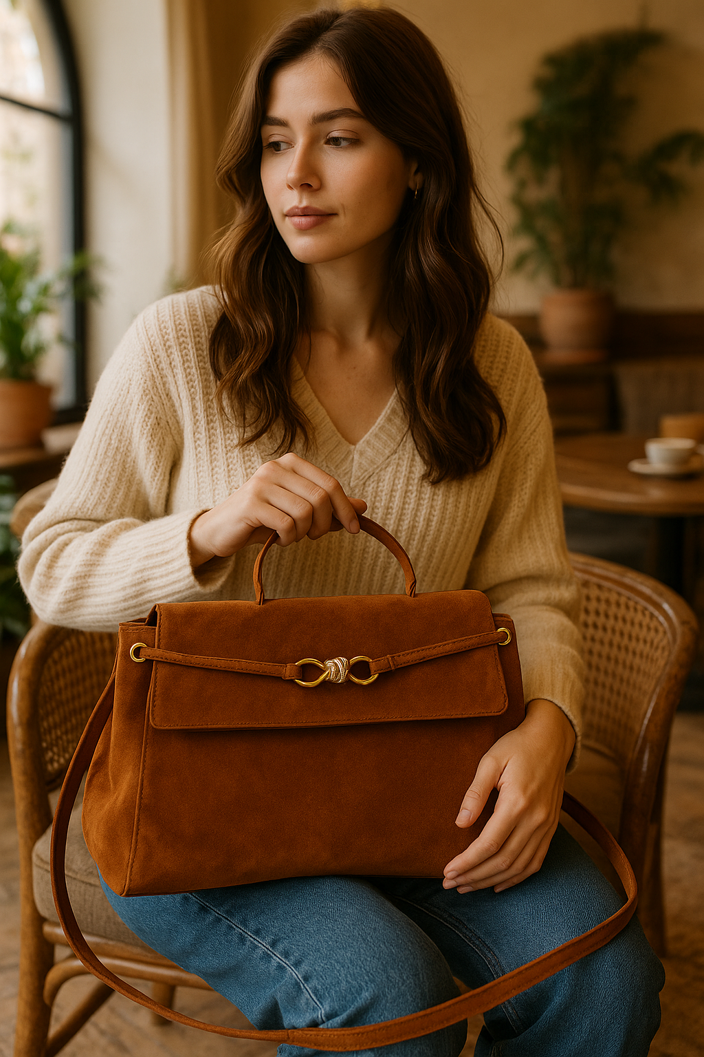 Sac porte-documents en cuir italien avec fermeture décorative par Modex™
