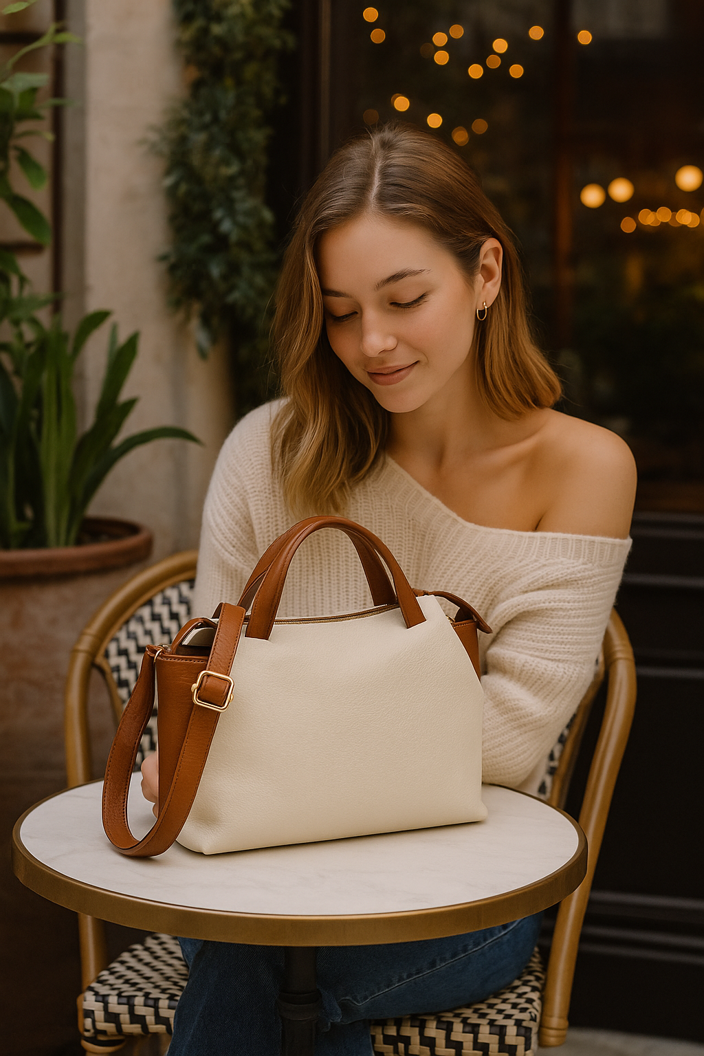 Sac en cuir italien bicolore avec organisation pratique par Modex™