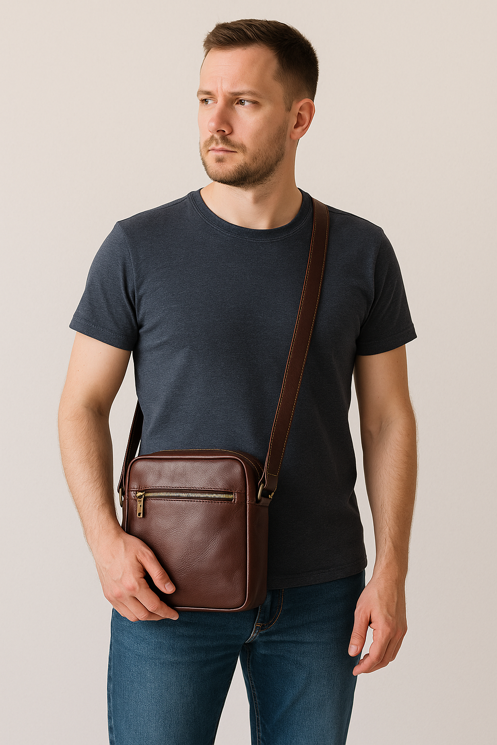 Sac compact en cuir italien pour homme par Modex™ — Qualité supérieure, fabriqué en Italie