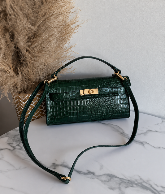 Borsa in Pelle Stampa Cocco con Tracolla