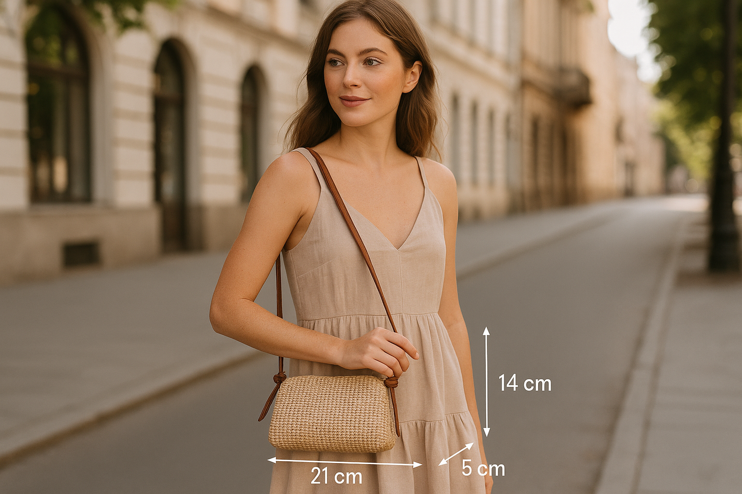 Sac compact en cuir et raphia – Fabriqué à la main en Italie, savoir-faire haut de gamme