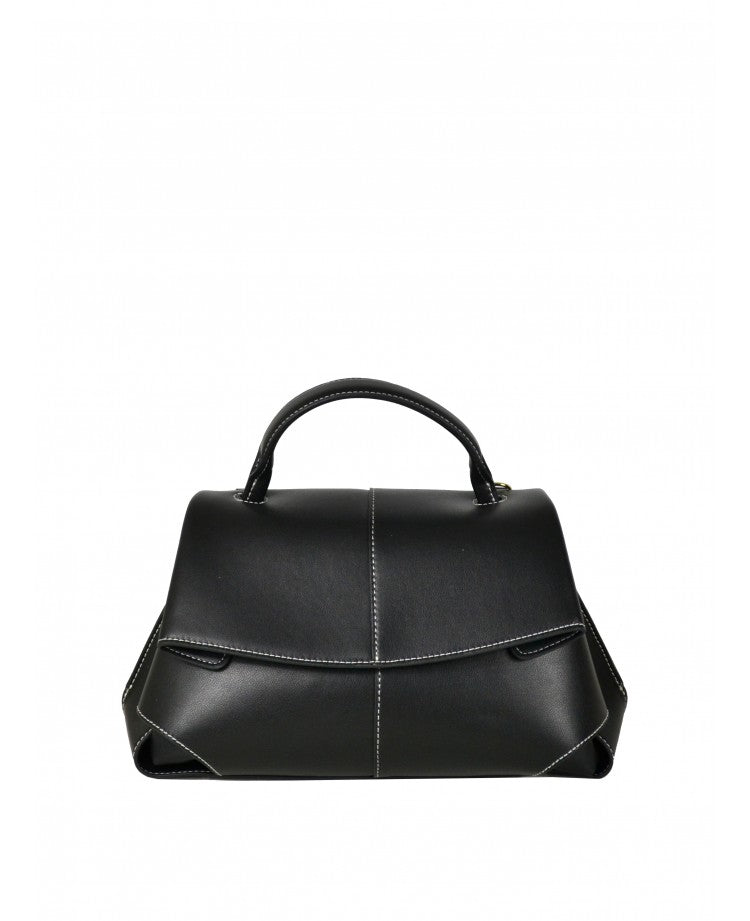 Sac minimaliste en cuir à poignée supérieure et large bandoulière