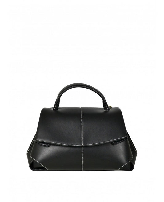 Sac minimaliste en cuir à poignée supérieure et large bandoulière