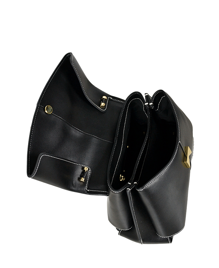 Sac minimaliste en cuir à poignée supérieure et large bandoulière
