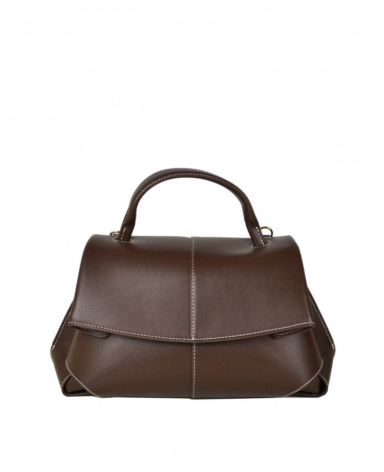 Sac minimaliste en cuir à poignée supérieure et large bandoulière