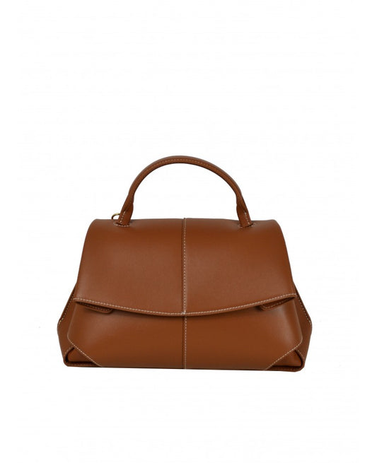 Sac minimaliste en cuir à poignée supérieure et large bandoulière