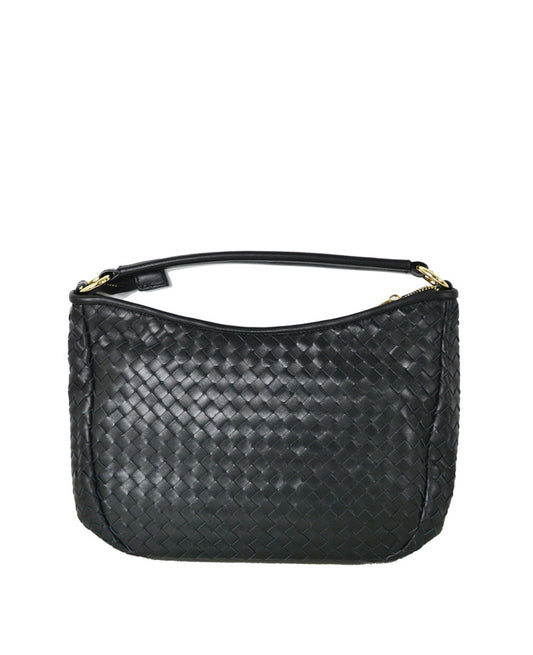 Woven Leather Shoulder Bag — Removable Strap