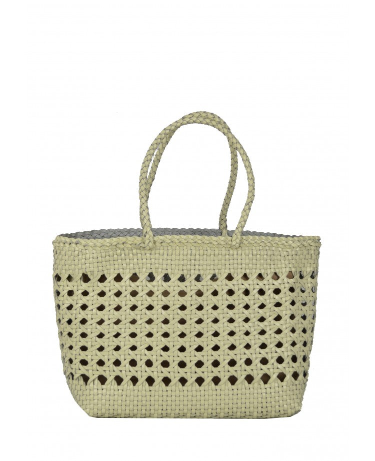 Perforated Woven Leather Tote with Removable Pouch