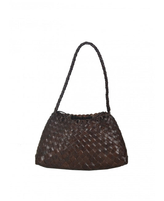 Woven Leather Mini Pouch with Drawstring