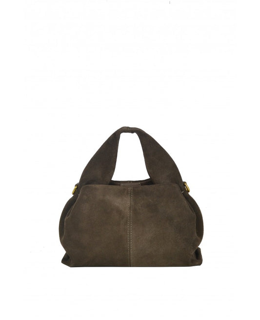 Suede Leather Top Handle Bag with Removable Strap