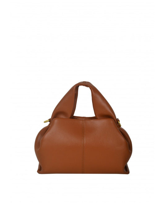 “La Bombolino” Leather Top Handle Bag with Removable Strap