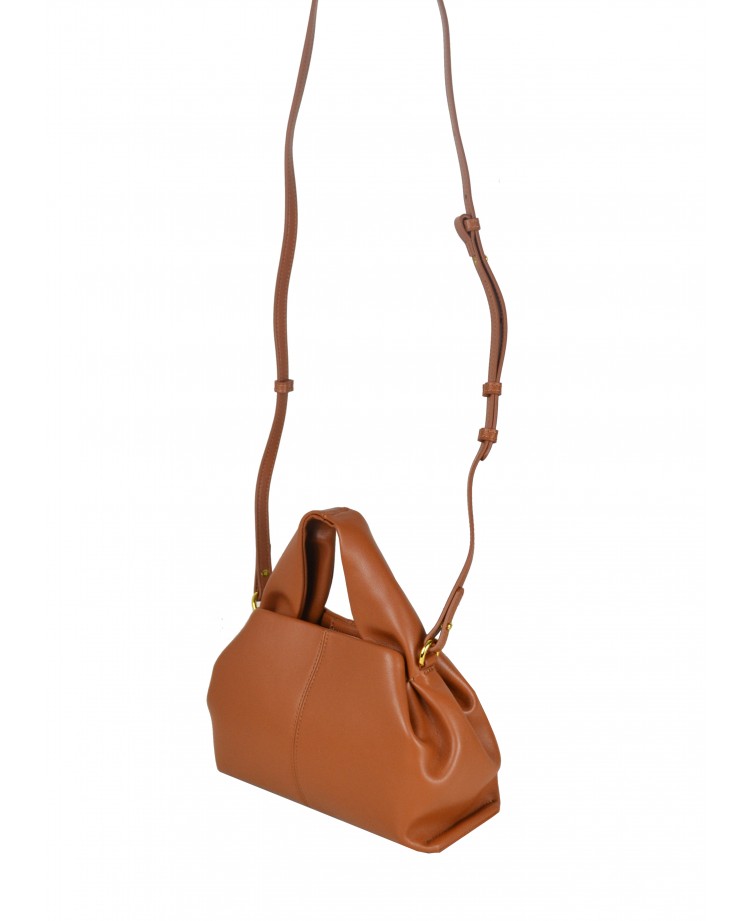 “La Bombolino” Leather Top Handle Bag with Removable Strap