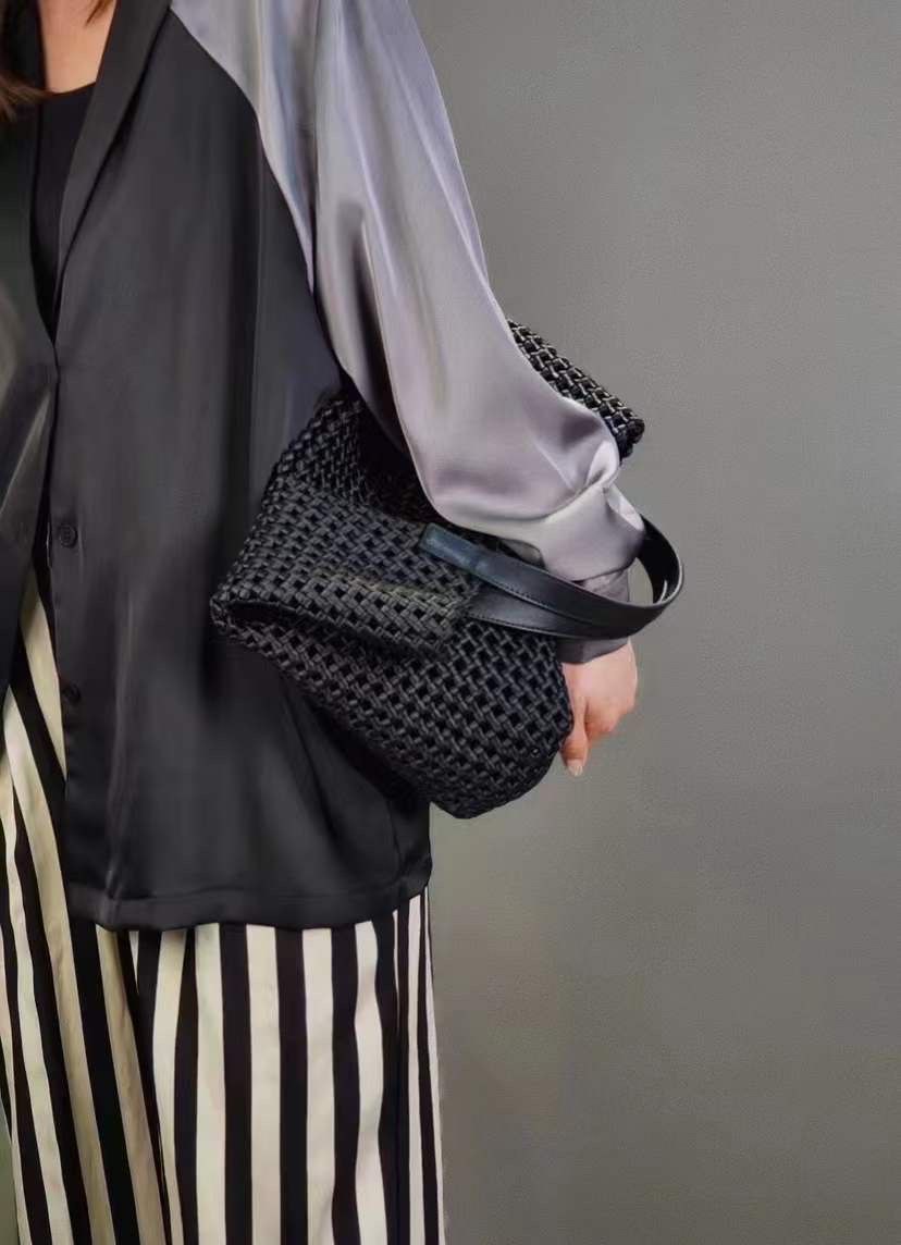 Sac cabas en cuir italien et nylon tissé à la main par Modex™