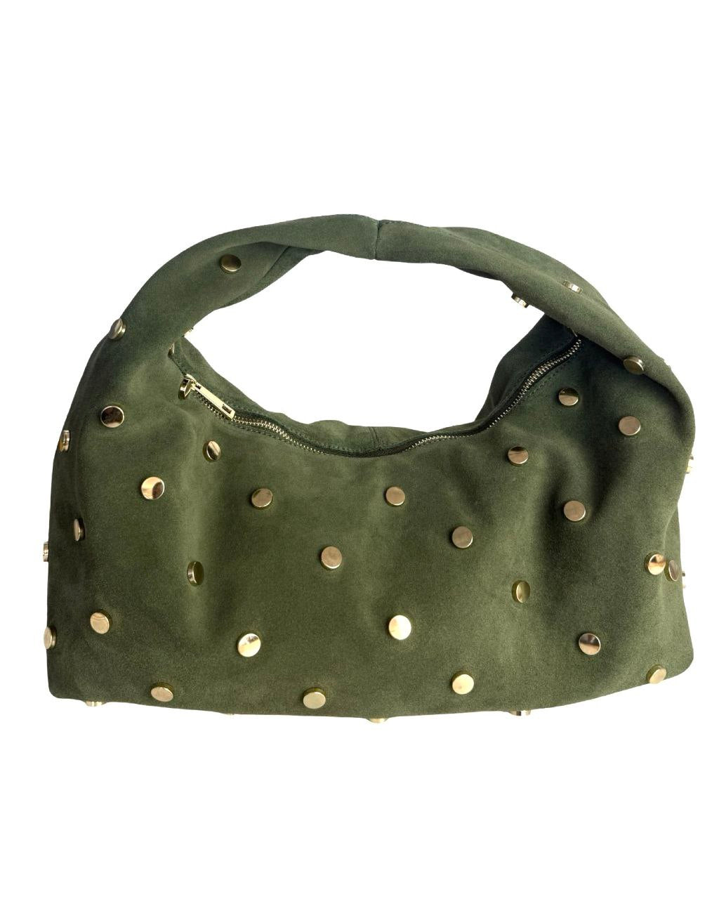 Sac hobo en daim italien clouté — Bold Luxury