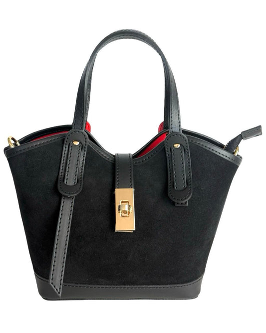 Mini sacoche en daim et cuir — Fabriqué en Italie