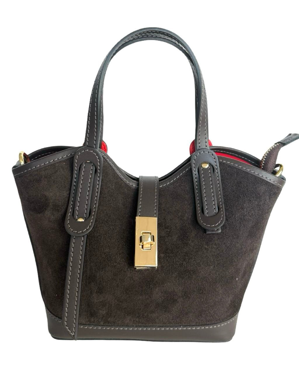 Mini sacoche en daim et cuir — Fabriqué en Italie