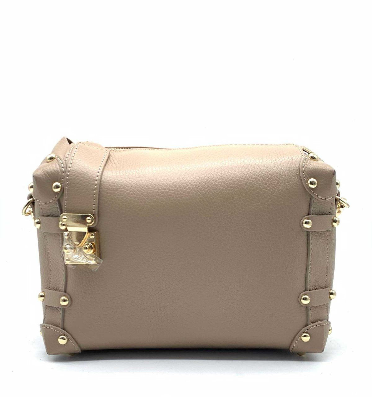 Sac bandoulière clouté en cuir véritable