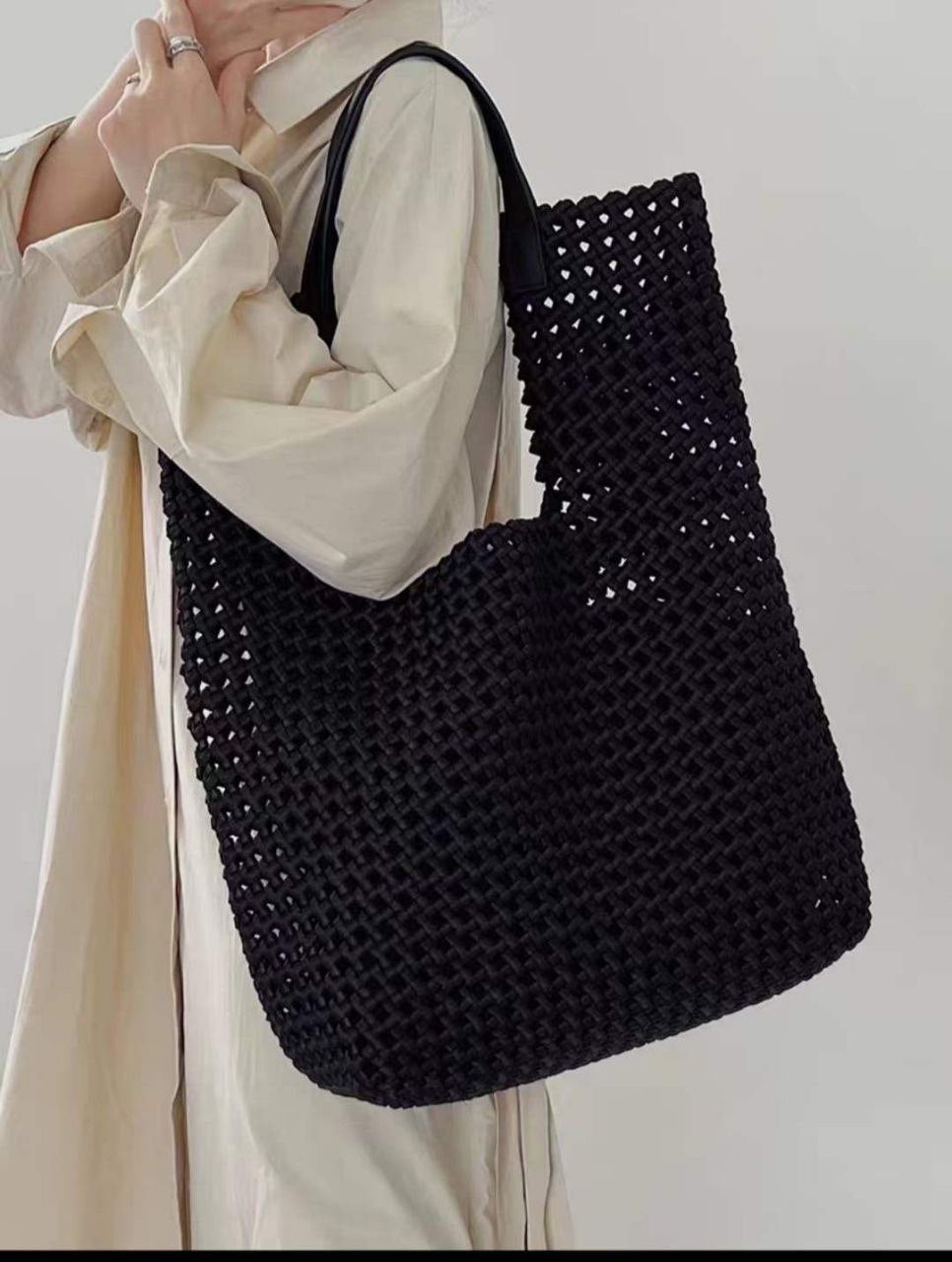 Sac cabas en cuir italien et nylon tissé à la main par Modex™