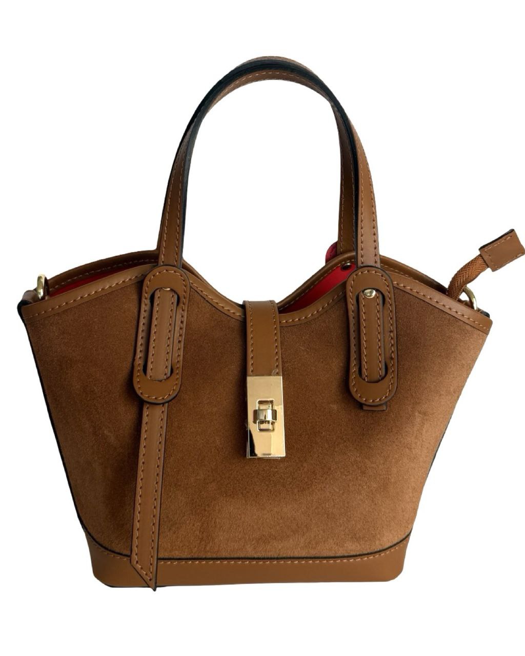 Mini sacoche en daim et cuir — Fabriqué en Italie