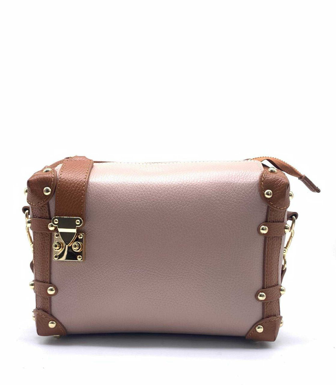 Sac bandoulière clouté en cuir véritable