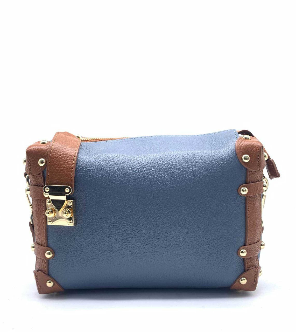 Sac bandoulière clouté en cuir véritable
