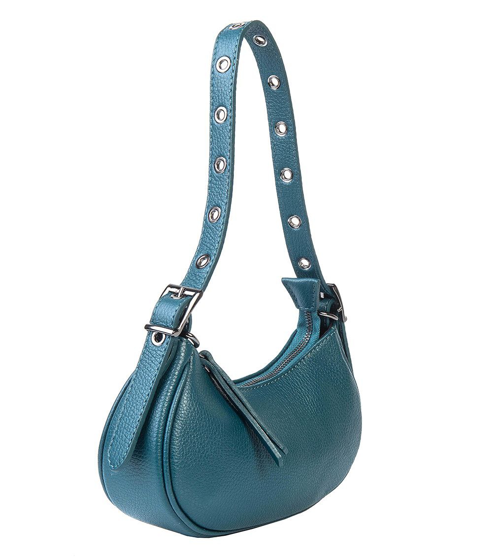 Mini sac à bandoulière en cuir italien avec bandoulière à œillets par Modex™