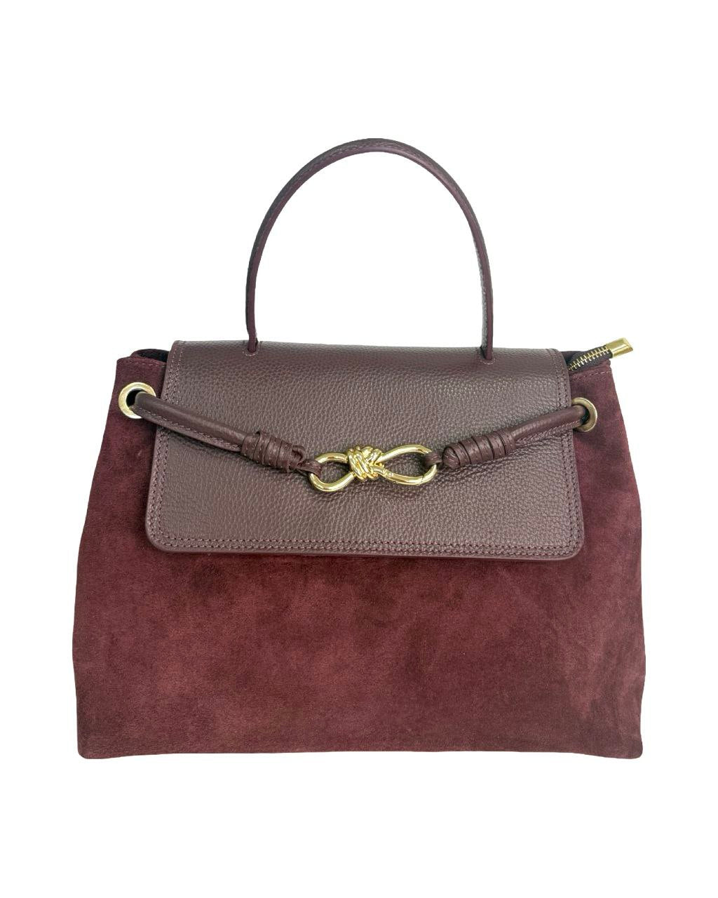 Sac cartable en daim et cuir italien