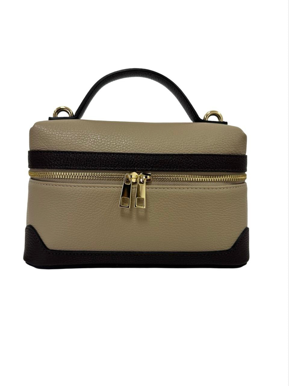 Sac bandoulière compact en cuir avec poignée supérieure