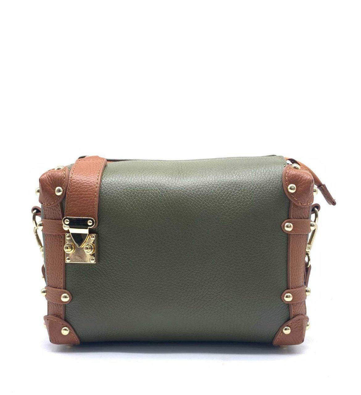Sac bandoulière clouté en cuir véritable