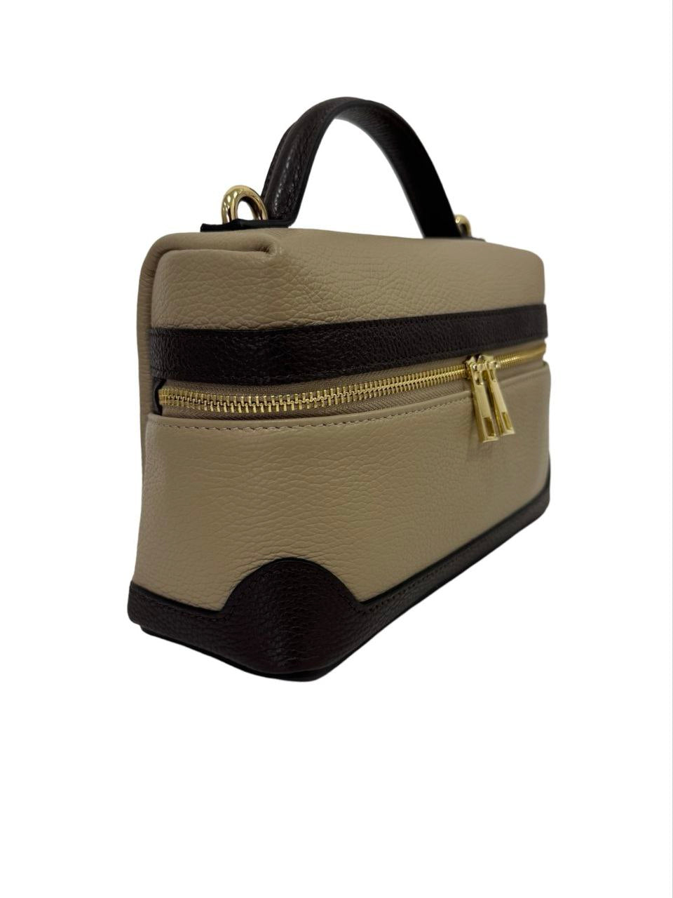 Sac bandoulière compact en cuir avec poignée supérieure