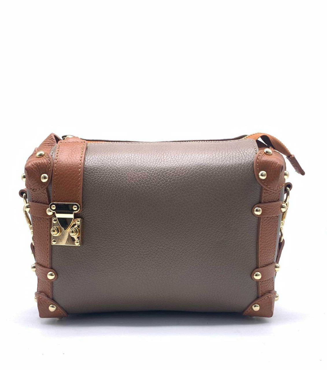Sac bandoulière clouté en cuir véritable