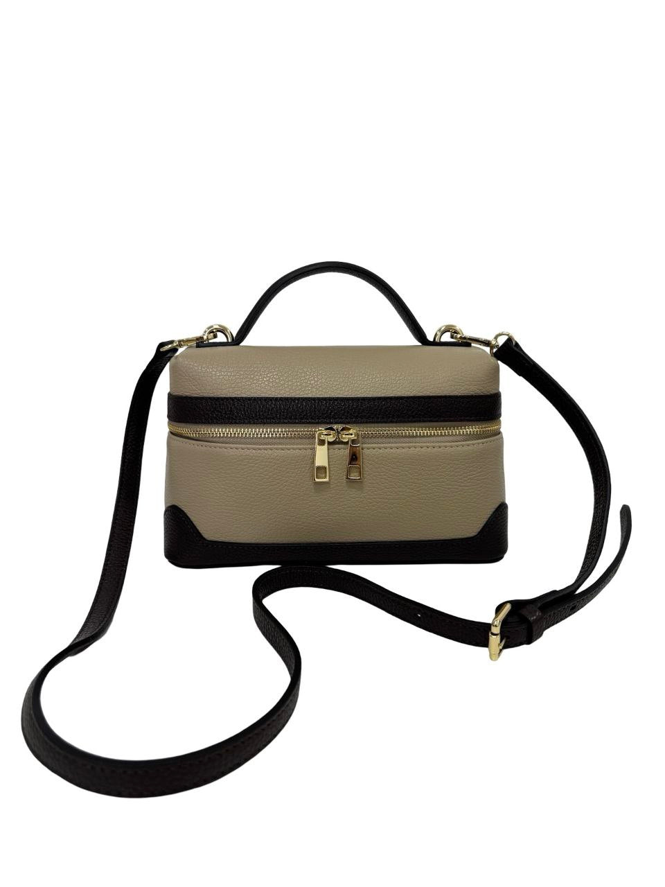 Sac bandoulière compact en cuir avec poignée supérieure
