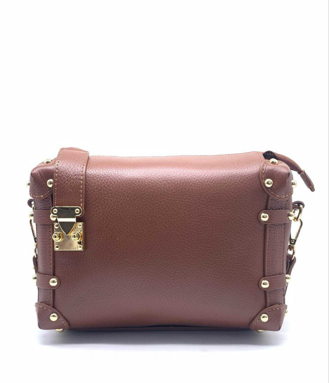 Sac bandoulière clouté en cuir véritable