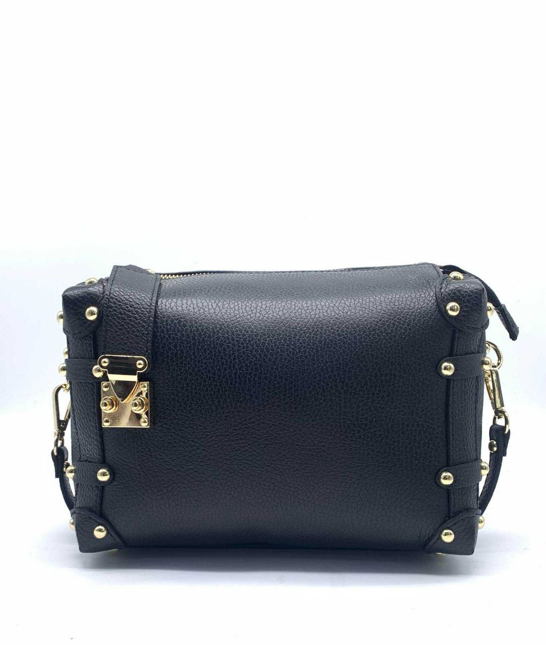 Sac bandoulière clouté en cuir véritable