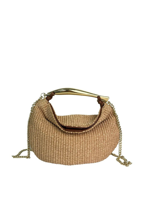 Sac à main en cuir véritable et raphia – Qualité premium, fabriqué en Italie