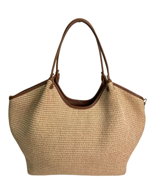 Sac en raphia et cuir italien — Fait main