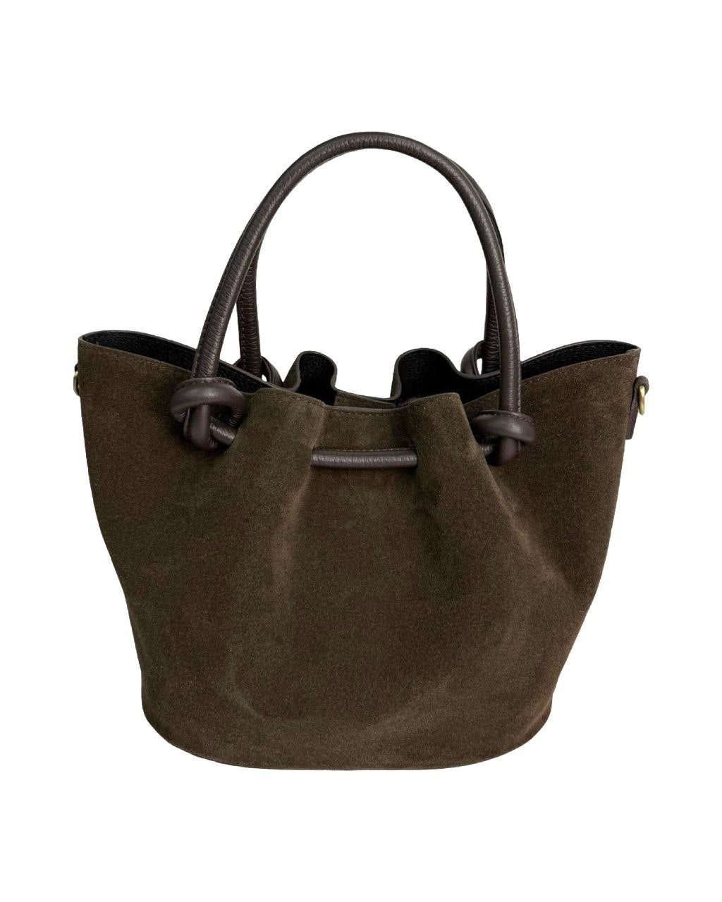 Sac seau en cuir italien avec poignées nouées et fermeture éclair centrale par Modex™