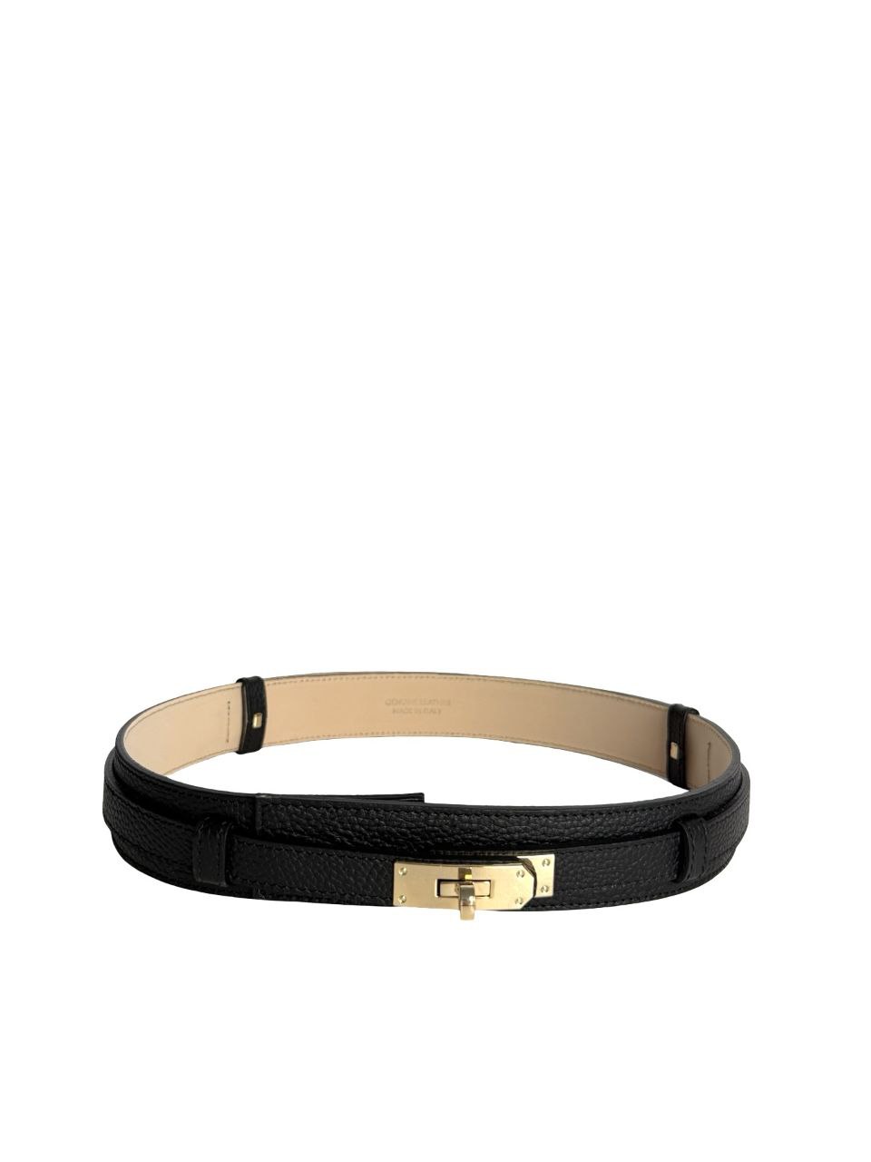 Ceinture ajustable en cuir italien avec boucle dorée par Modex™