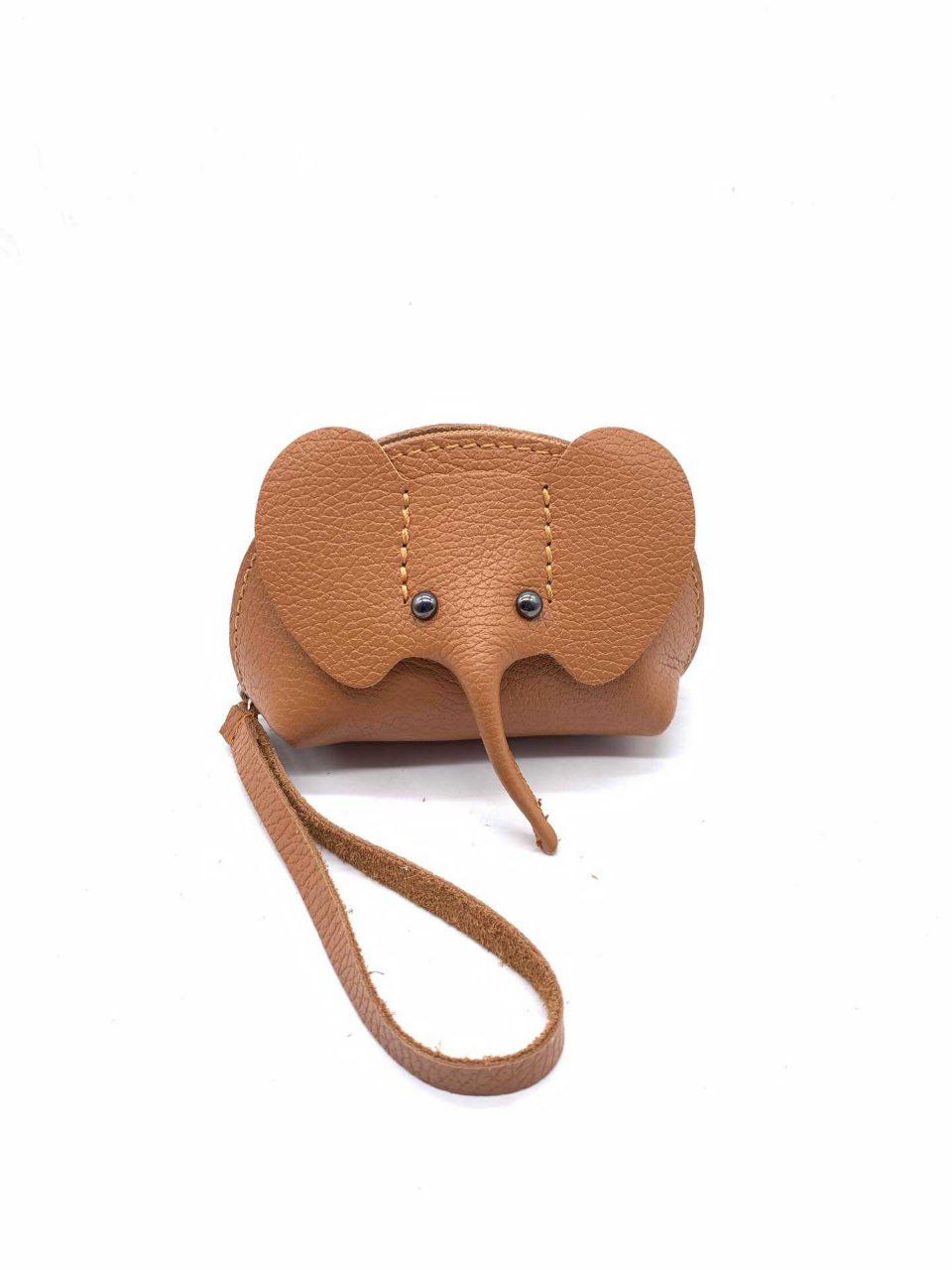 Porte-monnaie en cuir italien motif éléphant par Modex™