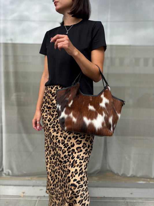 Sac fourre-tout en cuir italien à poils longs — Luxe affirmé