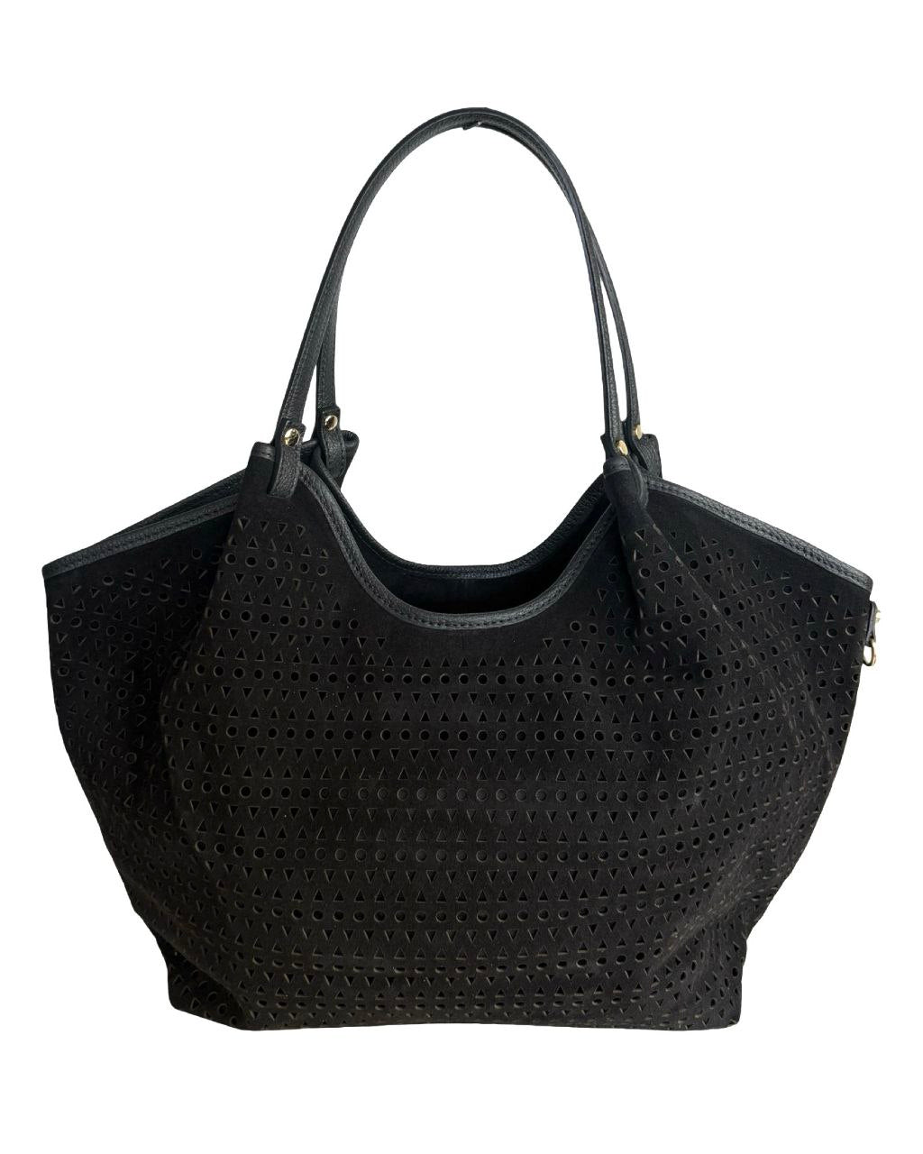 Sac fourre-tout en daim perforé — Fabriqué en Italie