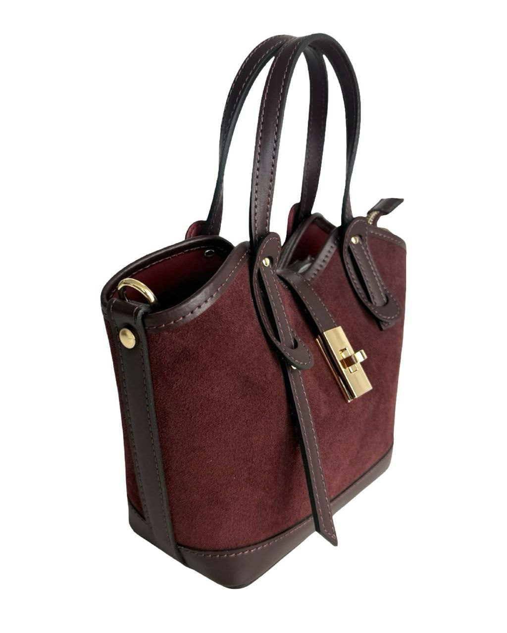 Mini sacoche en daim et cuir — Fabriqué en Italie