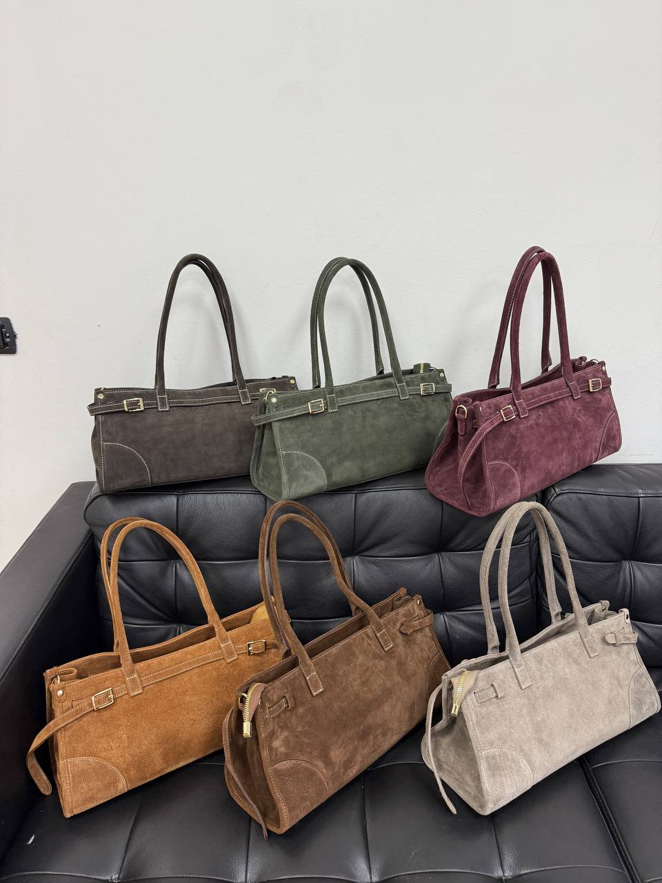 Elongated Suede Shoulder Bag