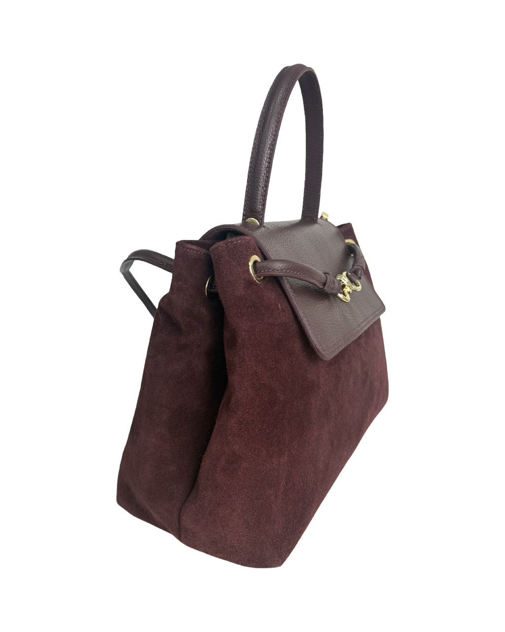 Sac cartable en daim et cuir italien