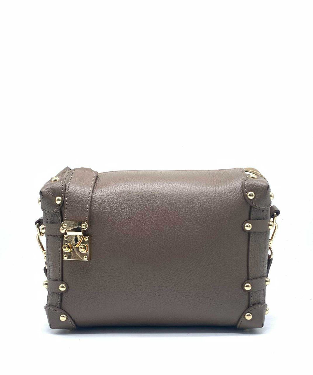 Sac bandoulière clouté en cuir véritable