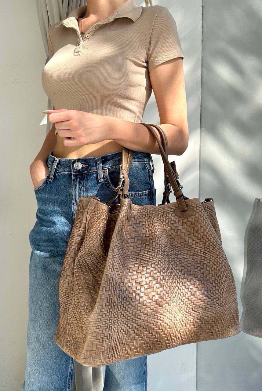 Sac fourre-tout en cuir tressé